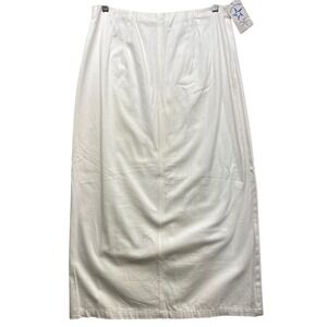 Gotcha Covered White Cotton Spandex Midi Skirt Pleated Slit Size 8